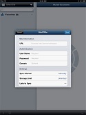 Colligo Briefcase - Add Site dialog - iPad