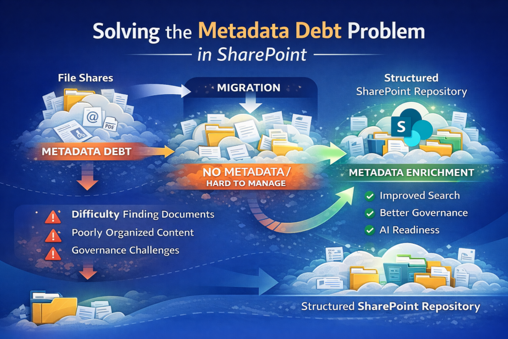 Solving metadata debt in SharePoint - infographic